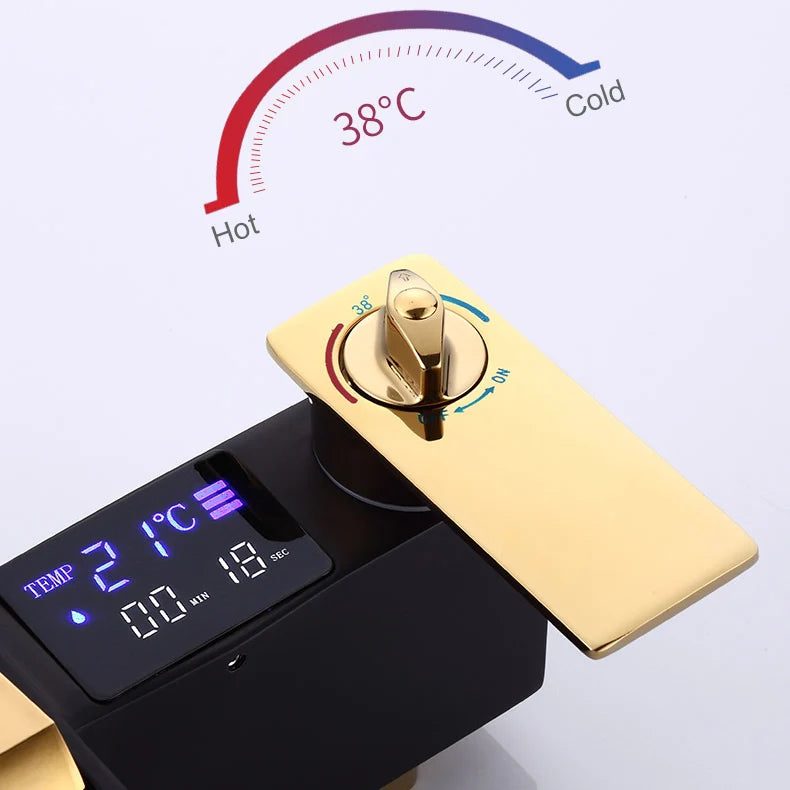 Regendusche Set – Schwarz Gold – 12 Zoll Verstellbar