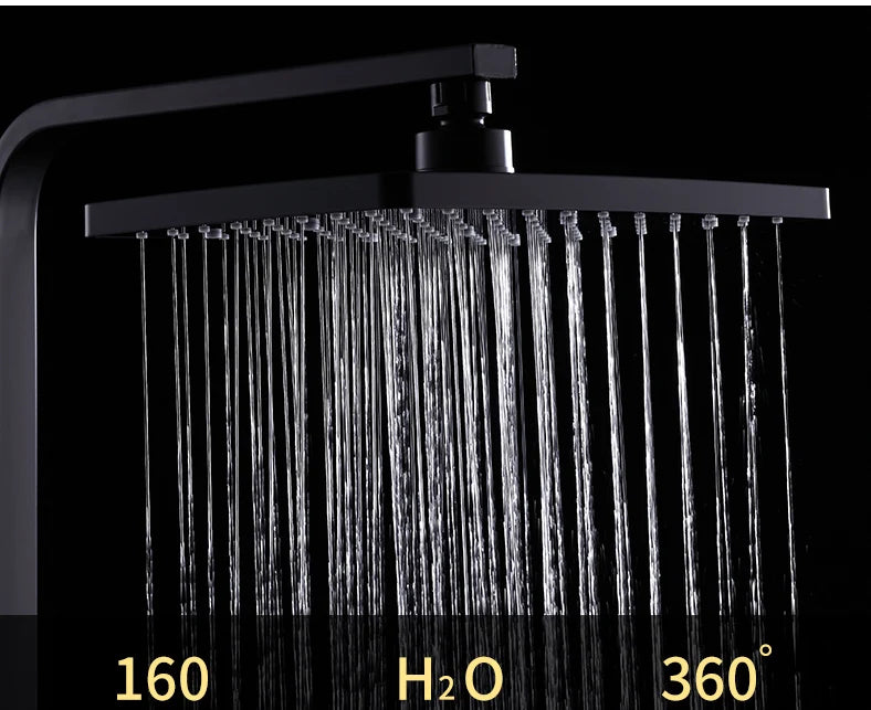 Regendusche Set – Schwarz Gold – 12 Zoll Verstellbar