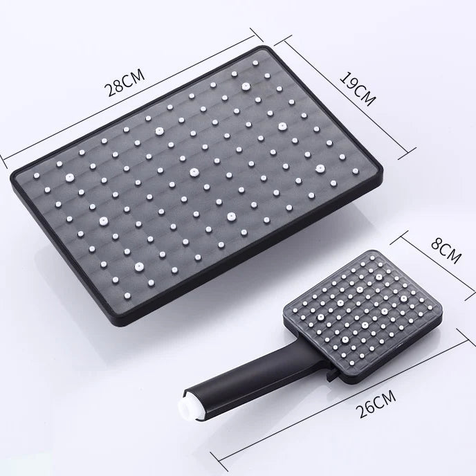 Regendusche Set – Schwarz Gold – 12 Zoll Verstellbar