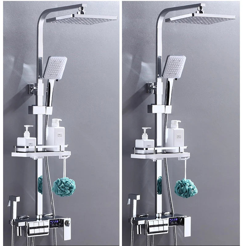 Regendusche Set – Schwarz Gold – 12 Zoll Verstellbar