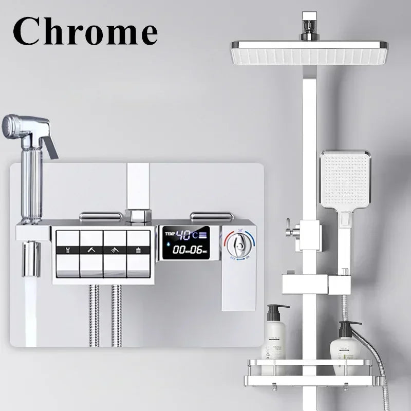 Regendusche Set – Schwarz Gold – 12 Zoll Verstellbar