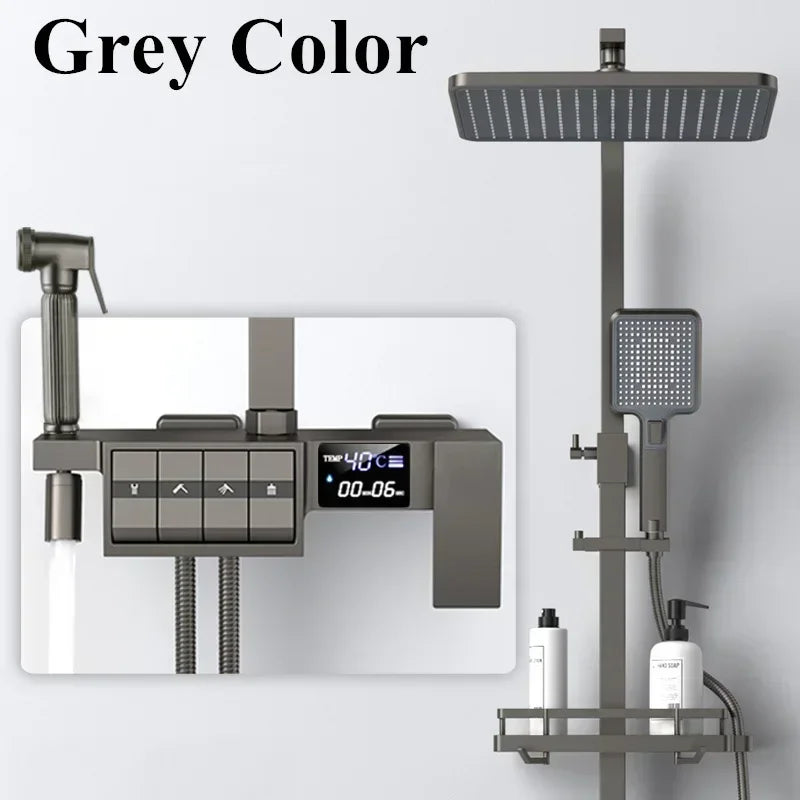 Regendusche Set – Schwarz Gold – 12 Zoll Verstellbar