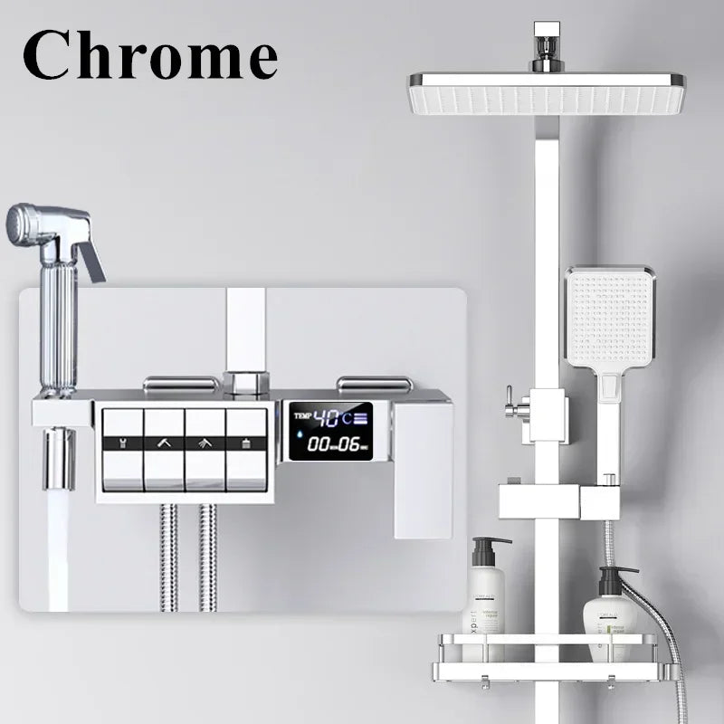 Regendusche Set – Schwarz Gold – 12 Zoll Verstellbar