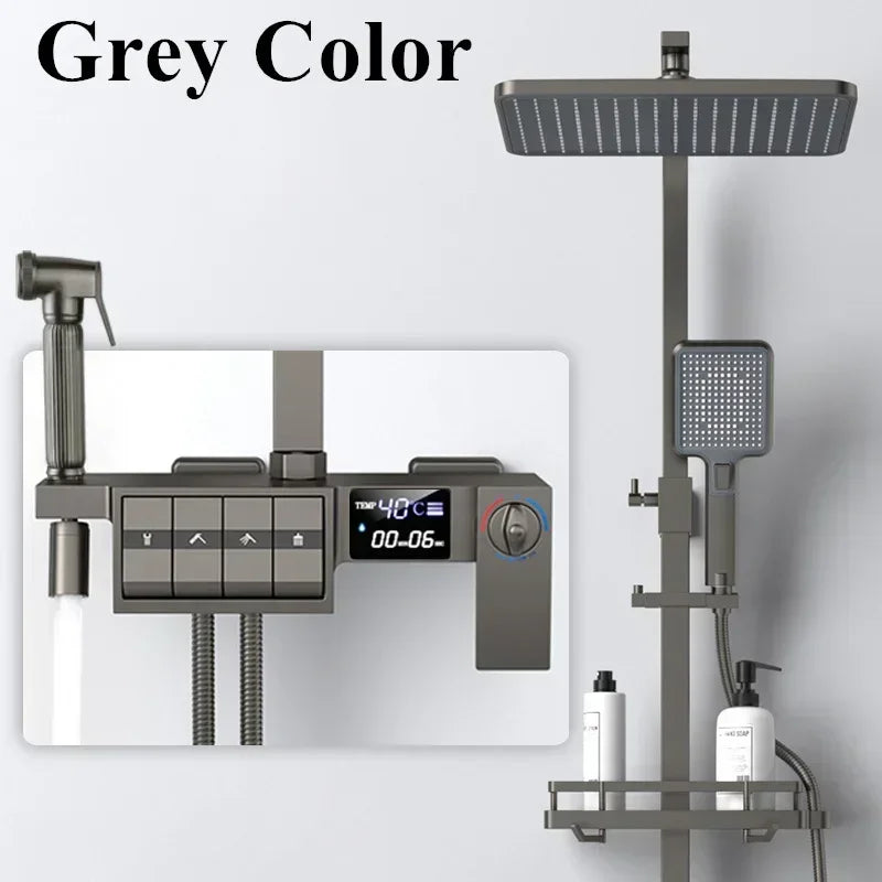 Regendusche Set – Schwarz Gold – 12 Zoll Verstellbar