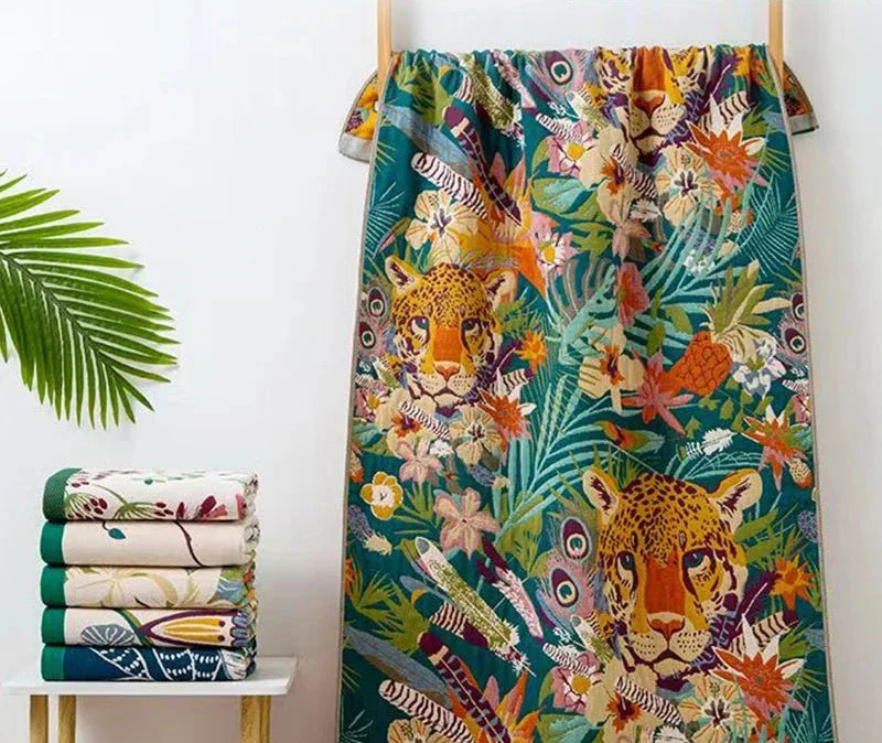 Reine Baumwolle Badetuch – Florales Design – Schnell Trocknend