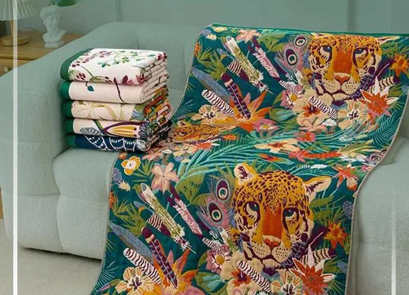 Reine Baumwolle Badetuch – Florales Design – Schnell Trocknend