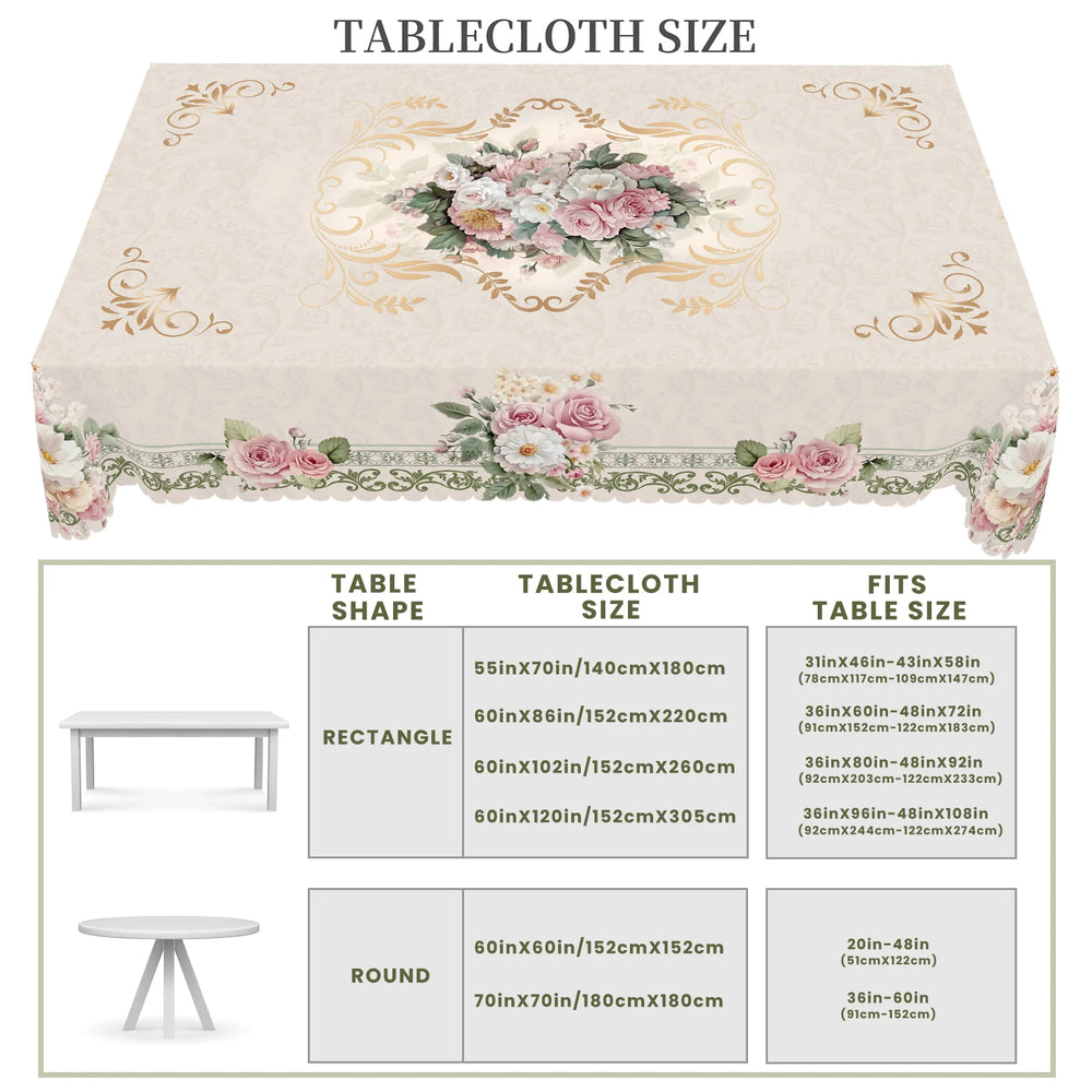 Retro Beige Rose Daisy Tischdecke – Pastoral – Vielseitig