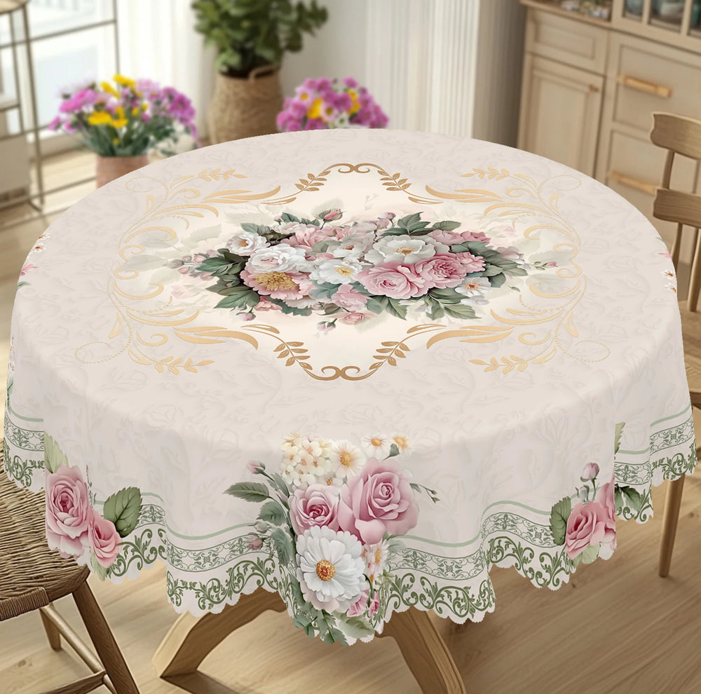 Retro Beige Rose Daisy Tischdecke – Pastoral – Vielseitig