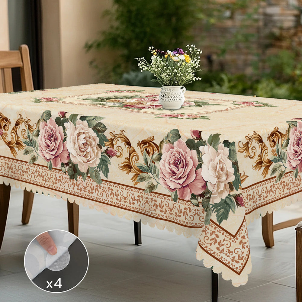Retro Blumen Tischdecke aus Polyester mit H079 Muster, rund 180 cm