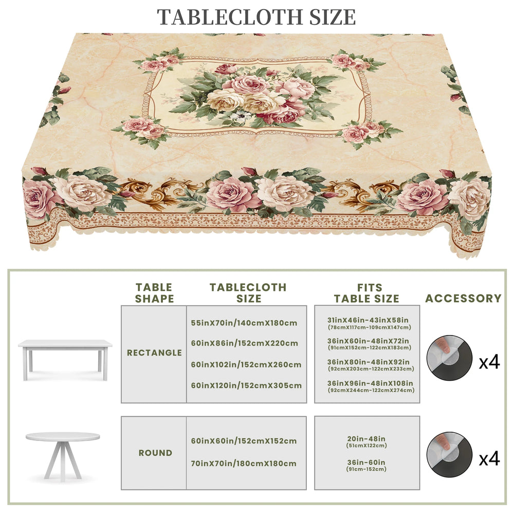 Retro Blumen Tischdecke aus Polyester in Farbe H079, rund 152 cm gross