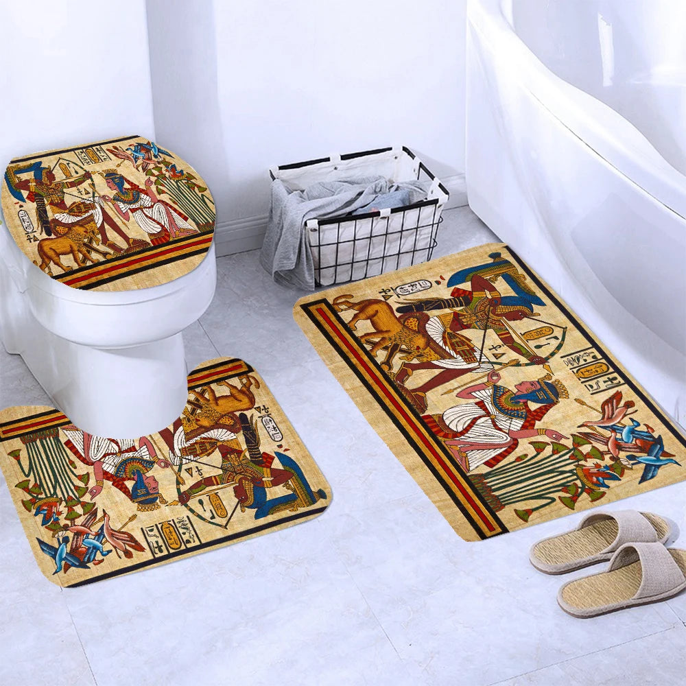 Retro Duschvorhang – Ägyptisches Design – 180x180cm Set