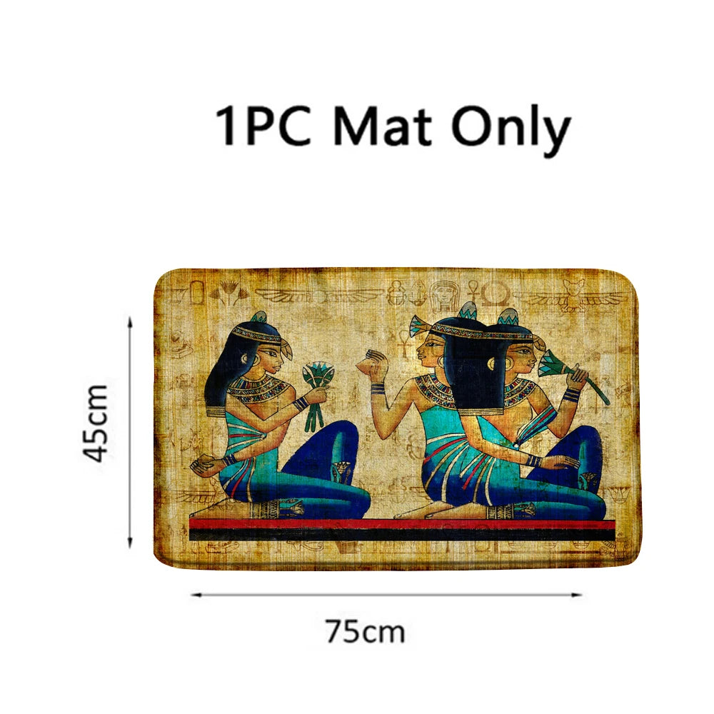 Retro Duschvorhang – Ägyptisches Design – 180x180cm Set