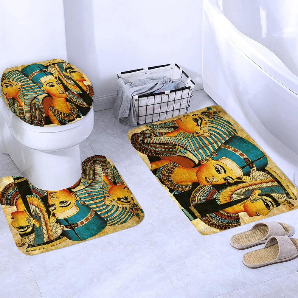 Retro Duschvorhang – Ägyptisches Design – 180x180cm Set