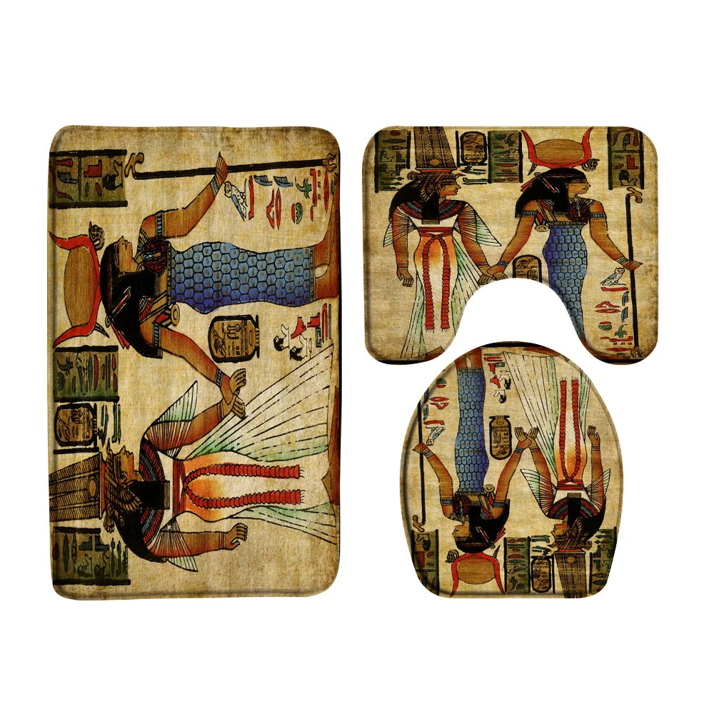 Retro Duschvorhang – Ägyptisches Design – 180x180cm Set