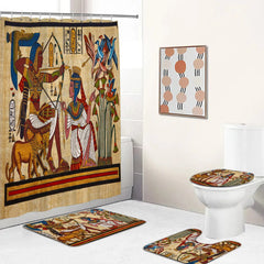 Retro Duschvorhang – Ägyptisches Design – 180x180cm Set