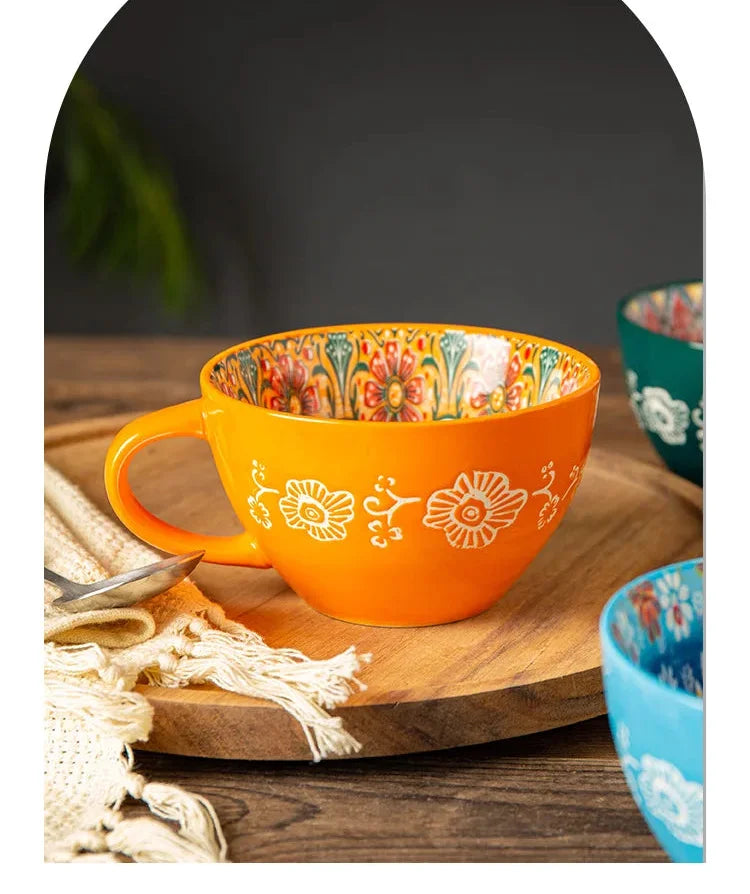 Retro Keramikbecher – Grosse 400ml Kapazität