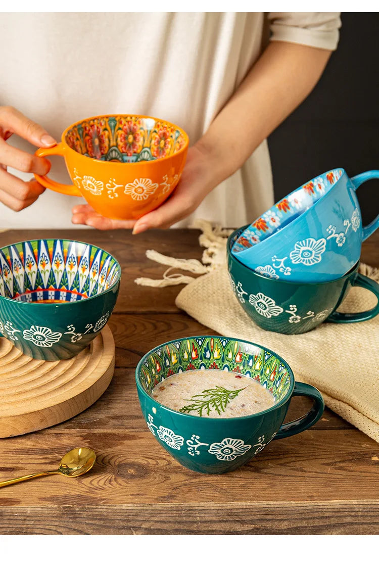 Retro Keramikbecher – Grosse 400ml Kapazität