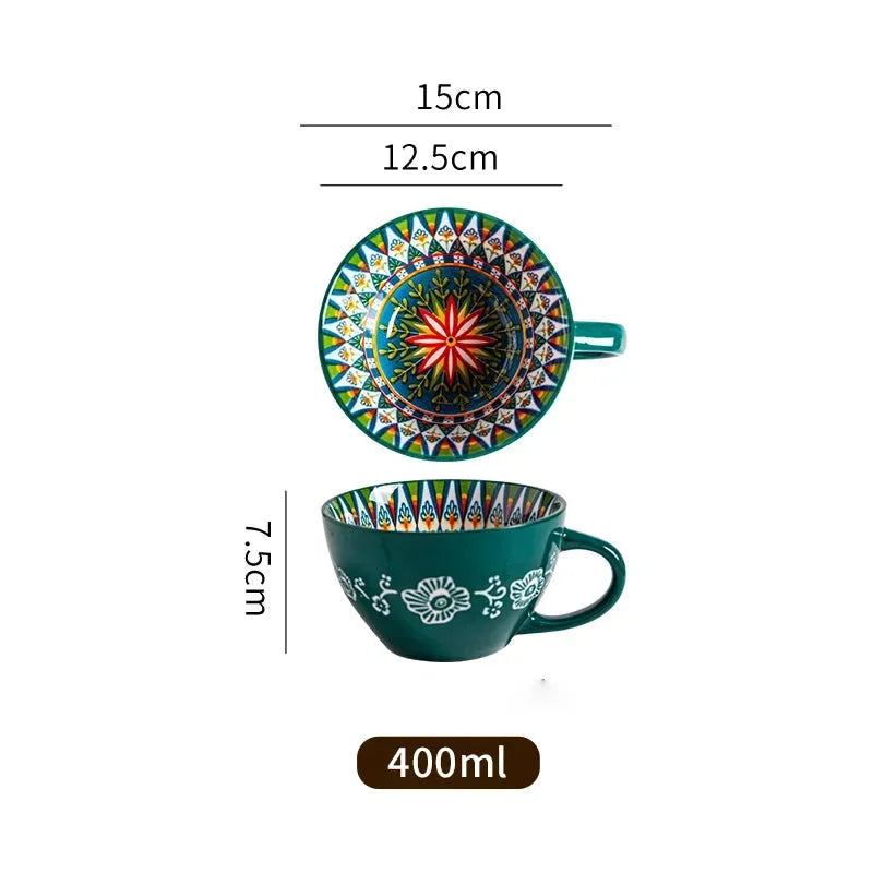 Retro Keramikbecher – Grosse 400ml Kapazität