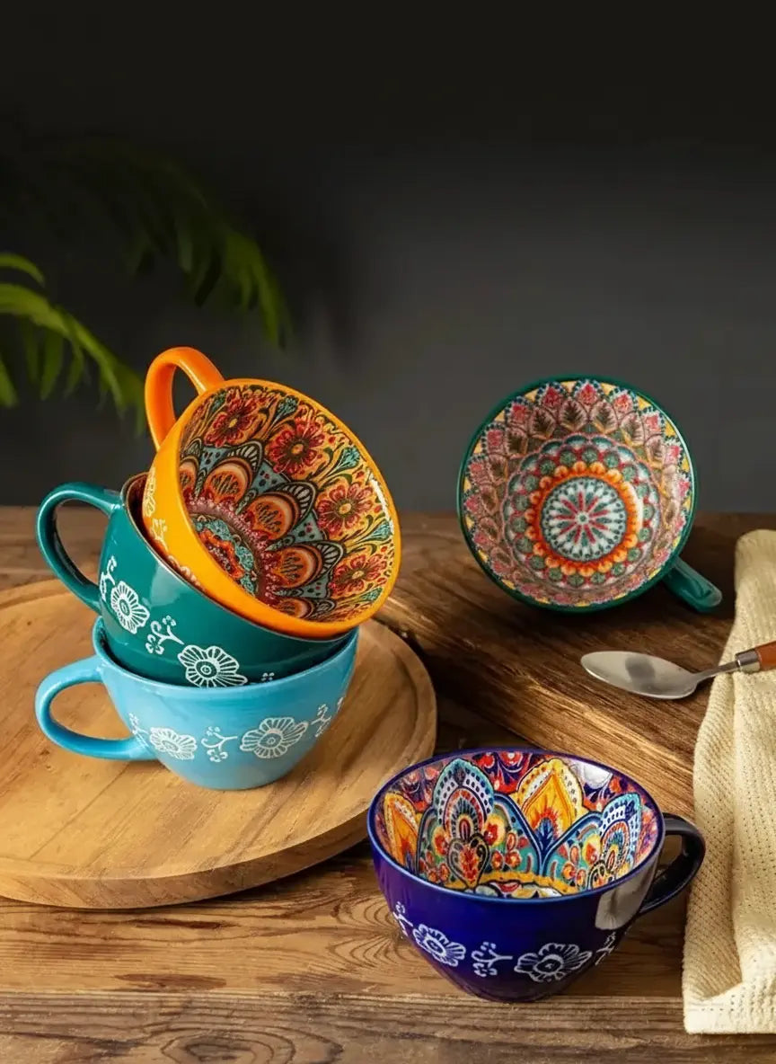 Retro Keramikbecher – Grosse 400ml Kapazität