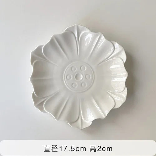 Retro Lotusblatt Schüssel – Keramik, Japanischer Stil, 13-17.2cm