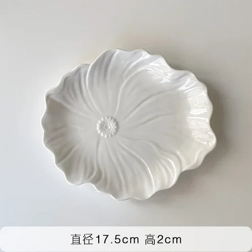 Retro Lotusblatt Schüssel – Keramik, Japanischer Stil, 13-17.2cm