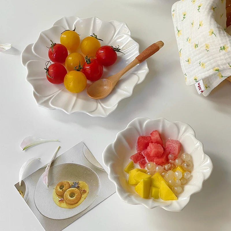 Retro Lotusblatt Schüssel – Keramik, Japanischer Stil, 13-17.2cm