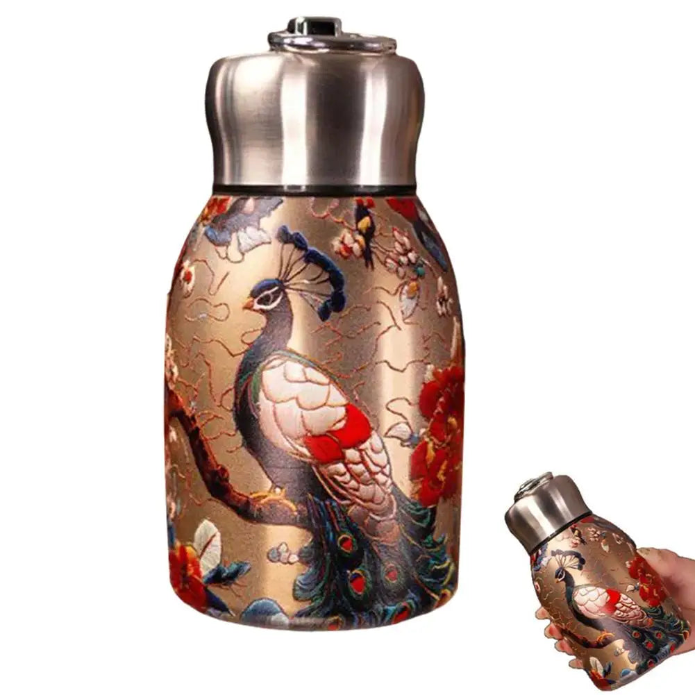 Retro Pfauentasse – Edelstahl – Tragbares Design