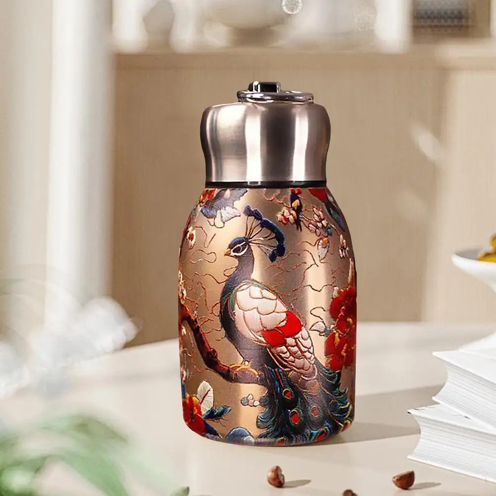 Retro Pfauentasse – Edelstahl – Tragbares Design