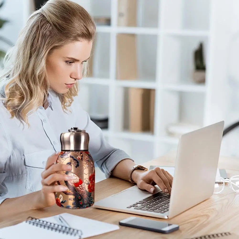 Retro Pfauentasse – Edelstahl – Tragbares Design