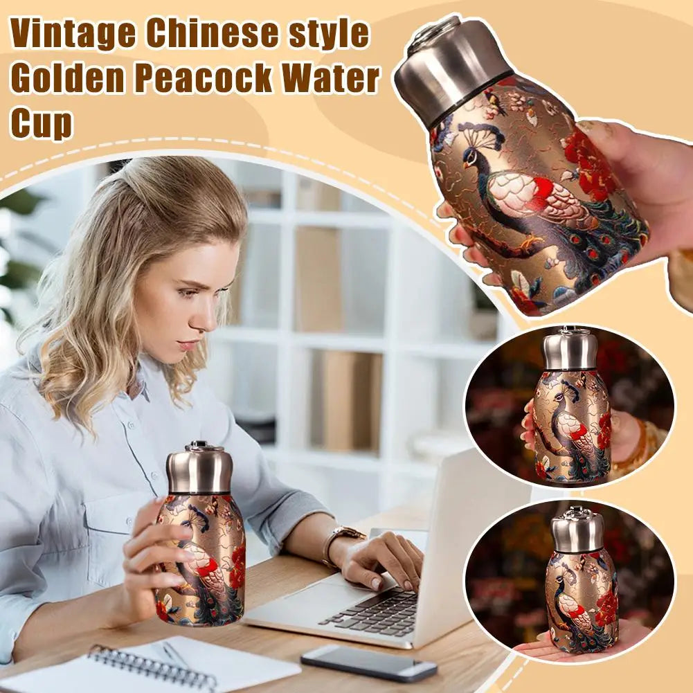 Retro Pfauentasse – Edelstahl – Tragbares Design