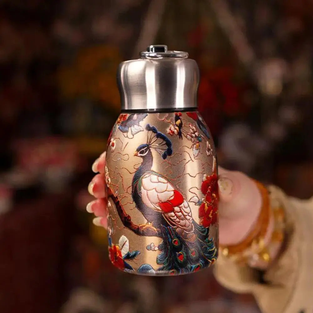 Retro Pfauentasse – Edelstahl – Tragbares Design