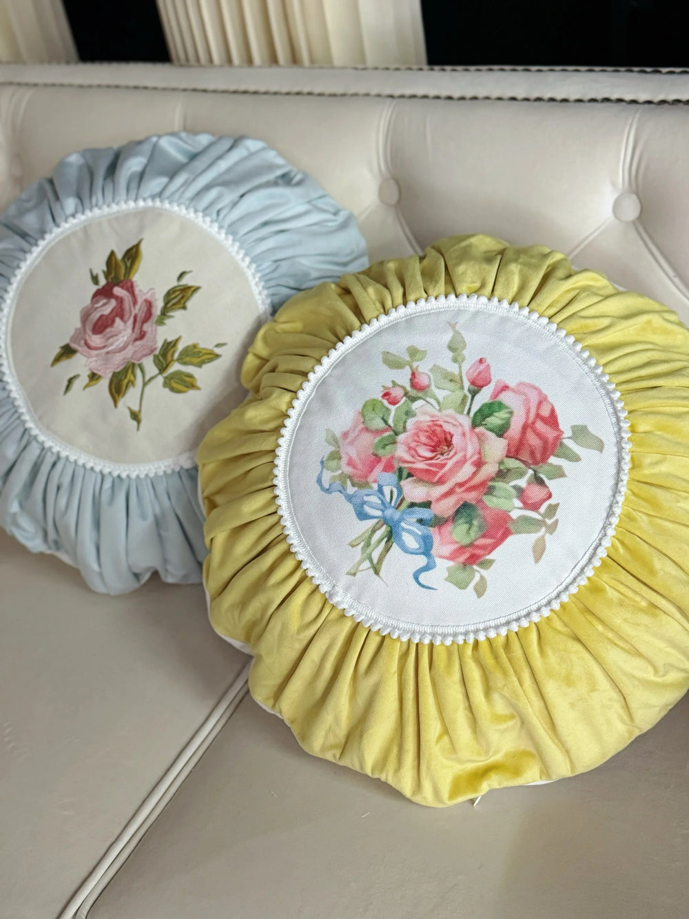 Retro Rosen Kissenbezug – Samt Floral 50x50 cm