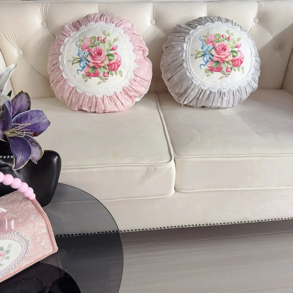 Retro Rosen Kissenbezug – Samt Floral 50x50 cm