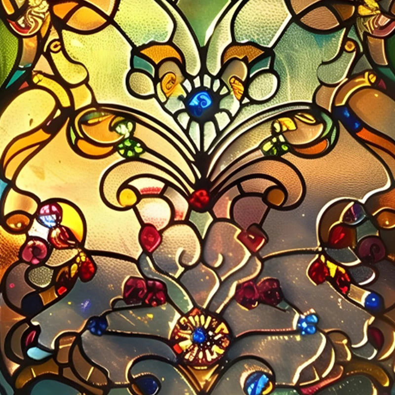 Retro Sichtschutzfolie – Buntglas-Design – 50x100 cm