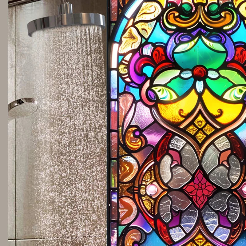 Retro Sichtschutzfolie – Buntglas-Design – 50x100 cm