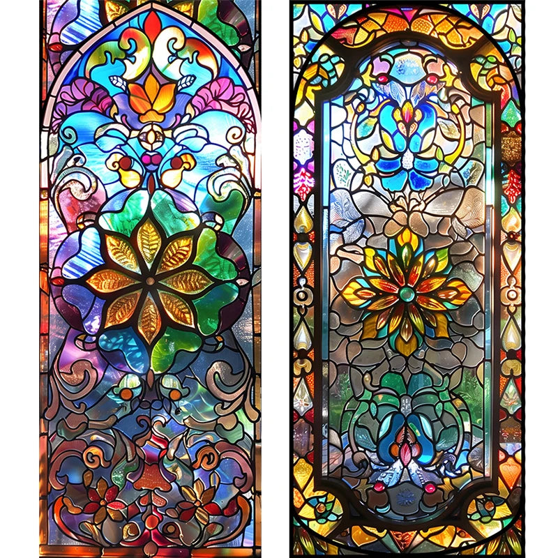 Retro Sichtschutzfolie – Buntglas-Design – 50x100 cm