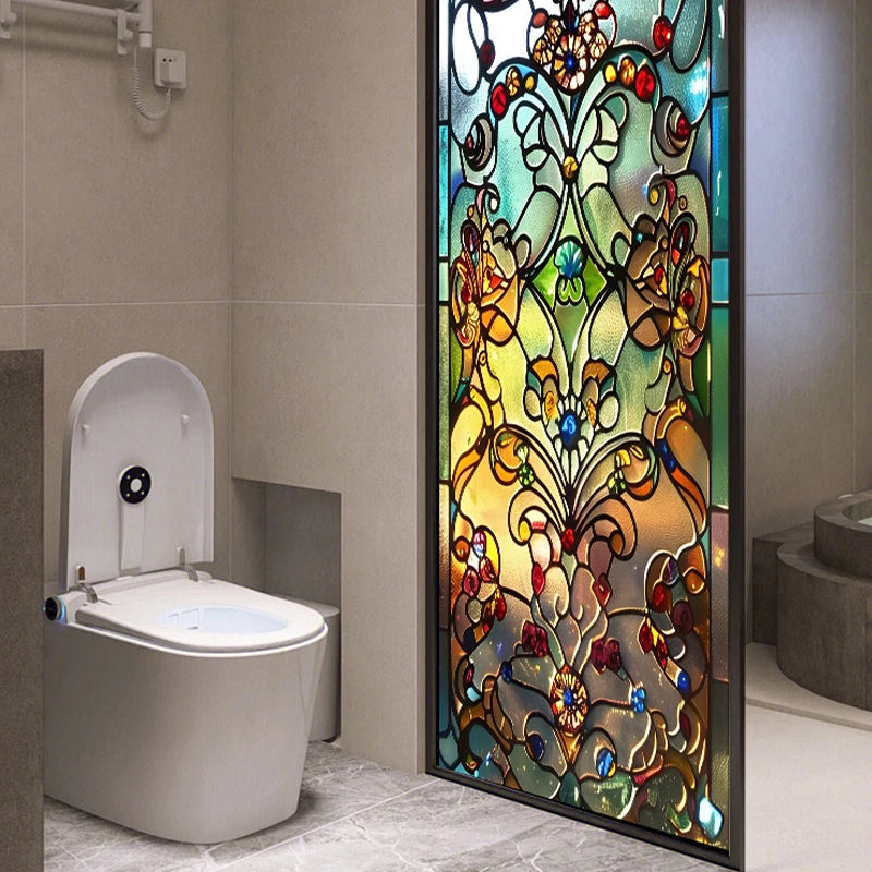 Retro Sichtschutzfolie – Buntglas-Design – 50x100 cm