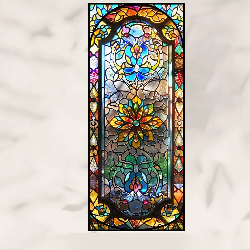 Retro Sichtschutzfolie – Buntglas-Design – 50x100 cm