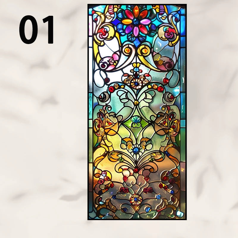 Retro Sichtschutzfolie – Buntglas-Design – 50x100 cm