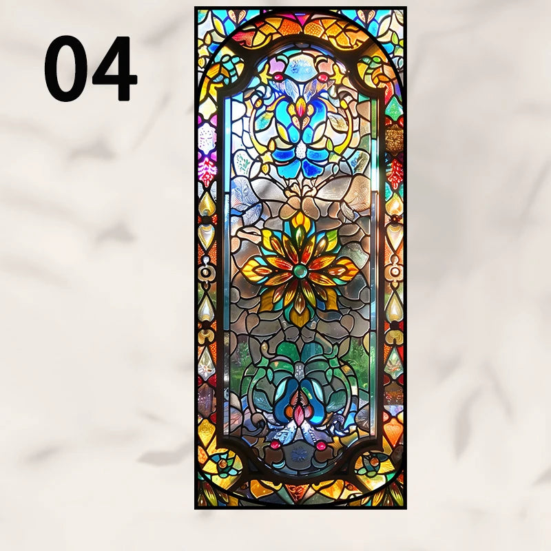 Retro Sichtschutzfolie – Buntglas-Design – 50x100 cm