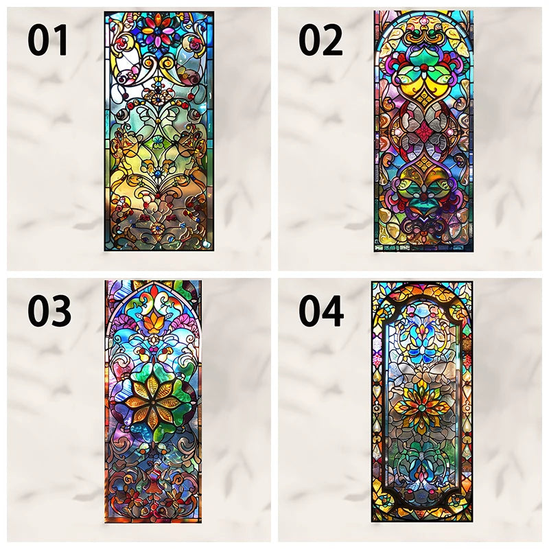 Retro Sichtschutzfolie – Buntglas-Design – 50x100 cm