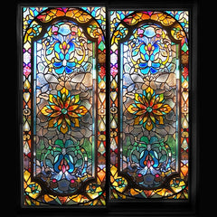 Retro Sichtschutzfolie – Buntglas-Design – 50x100 cm