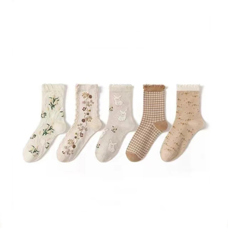 Retro-Stil Socken – Dicke Strick- – 5er Set
