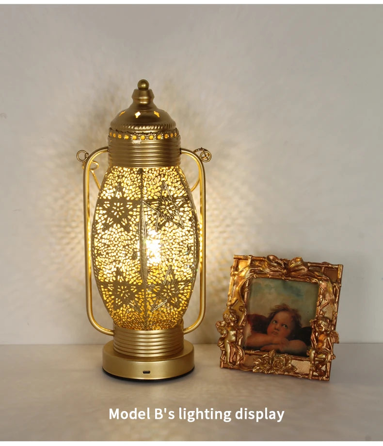 Retro Eisenkunst Tischlampe aus schwarzem Metall, dimmbar mit Berührungsschalter