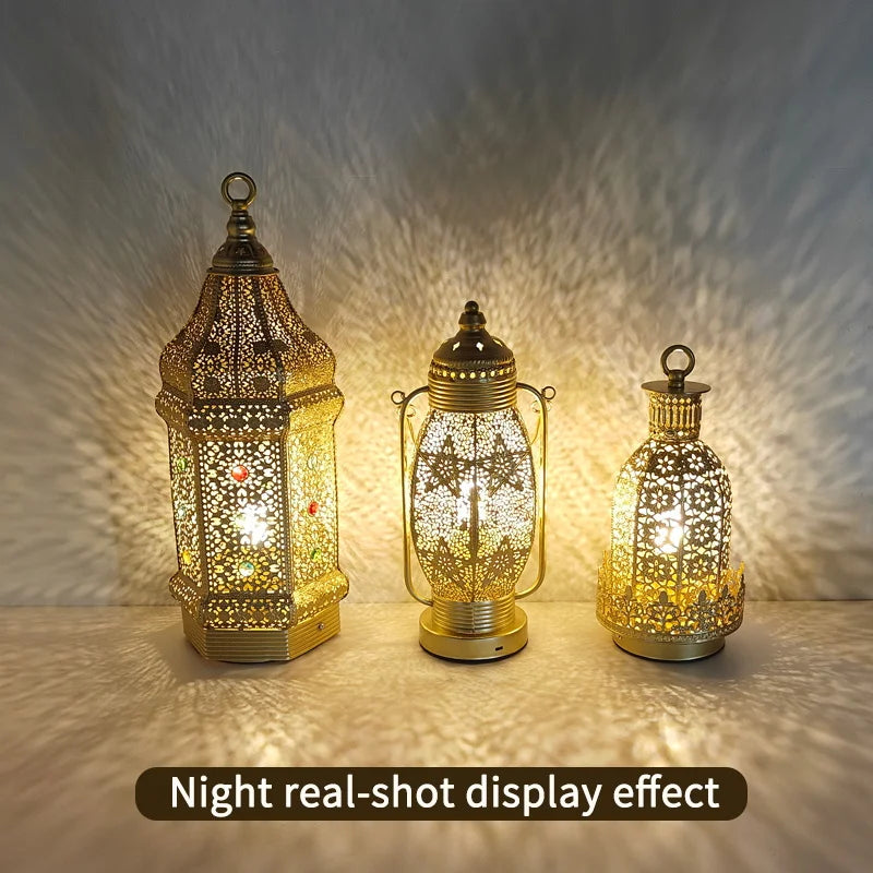 Klassische Retro-Eisenkunst-Tischlampe aus Metall, dimmbar und schwarz