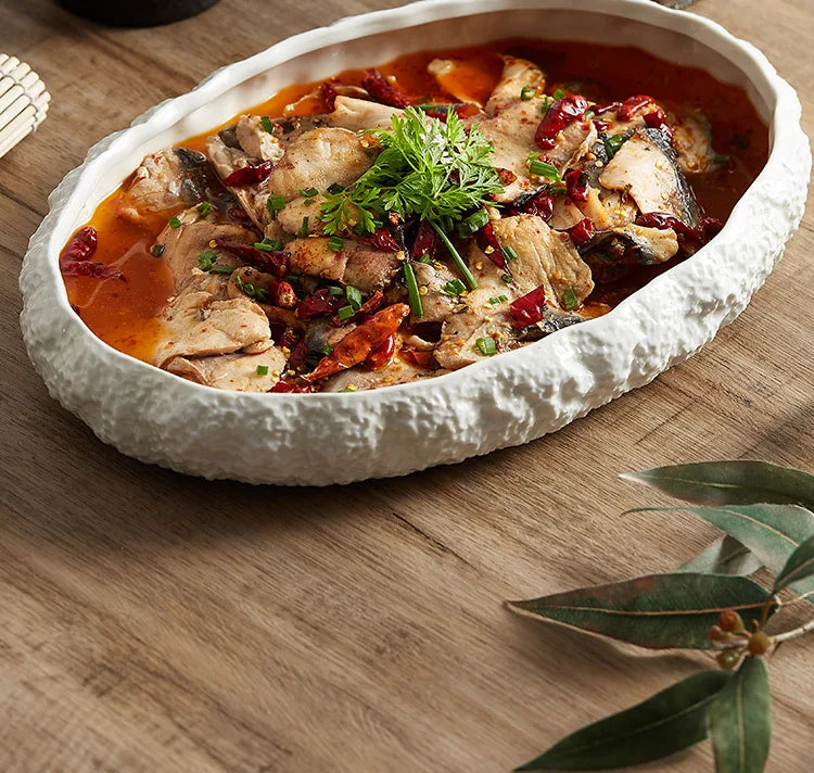 Rock Texture Keramikteller – Keramik Oval 14in