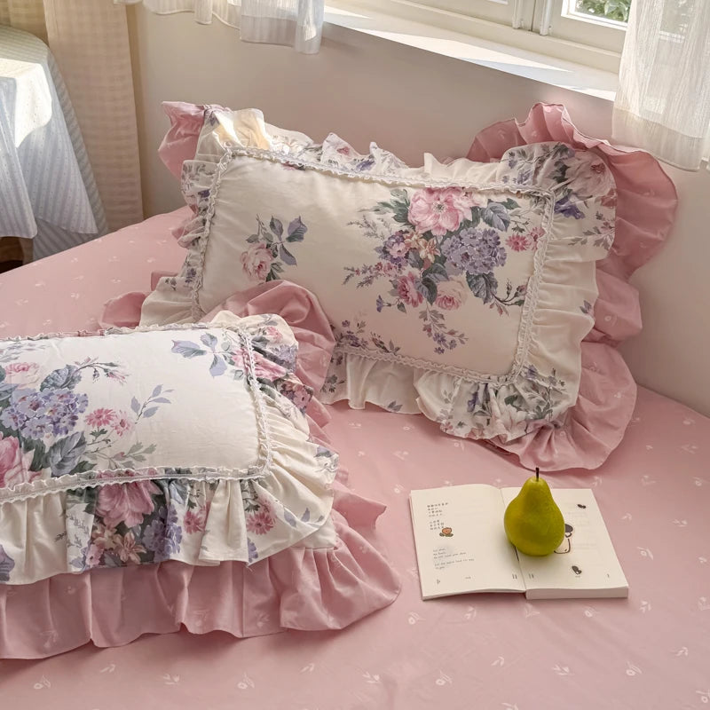 Romantische Blumenmuster – Koreanische Baumwoll-Bettwäsche