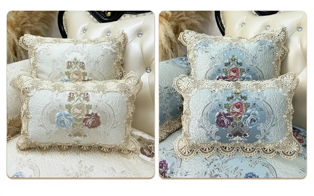 florales Zierkissenbezug aus Polyester 50x50 cm in Beige