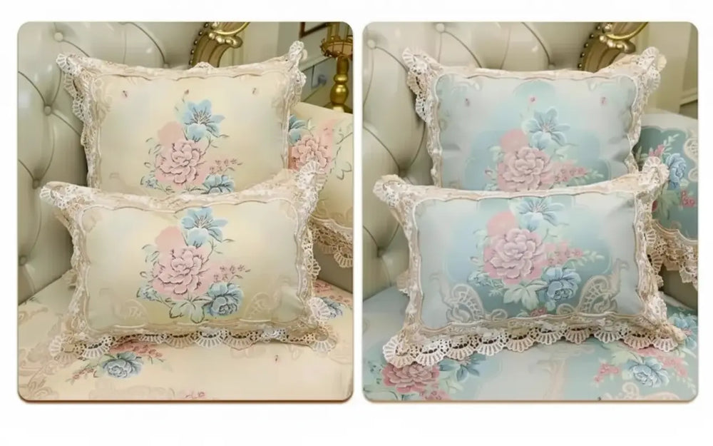 florales Spitzenkissen aus 100% Polyester in beige 50x50cm ohne Füllung