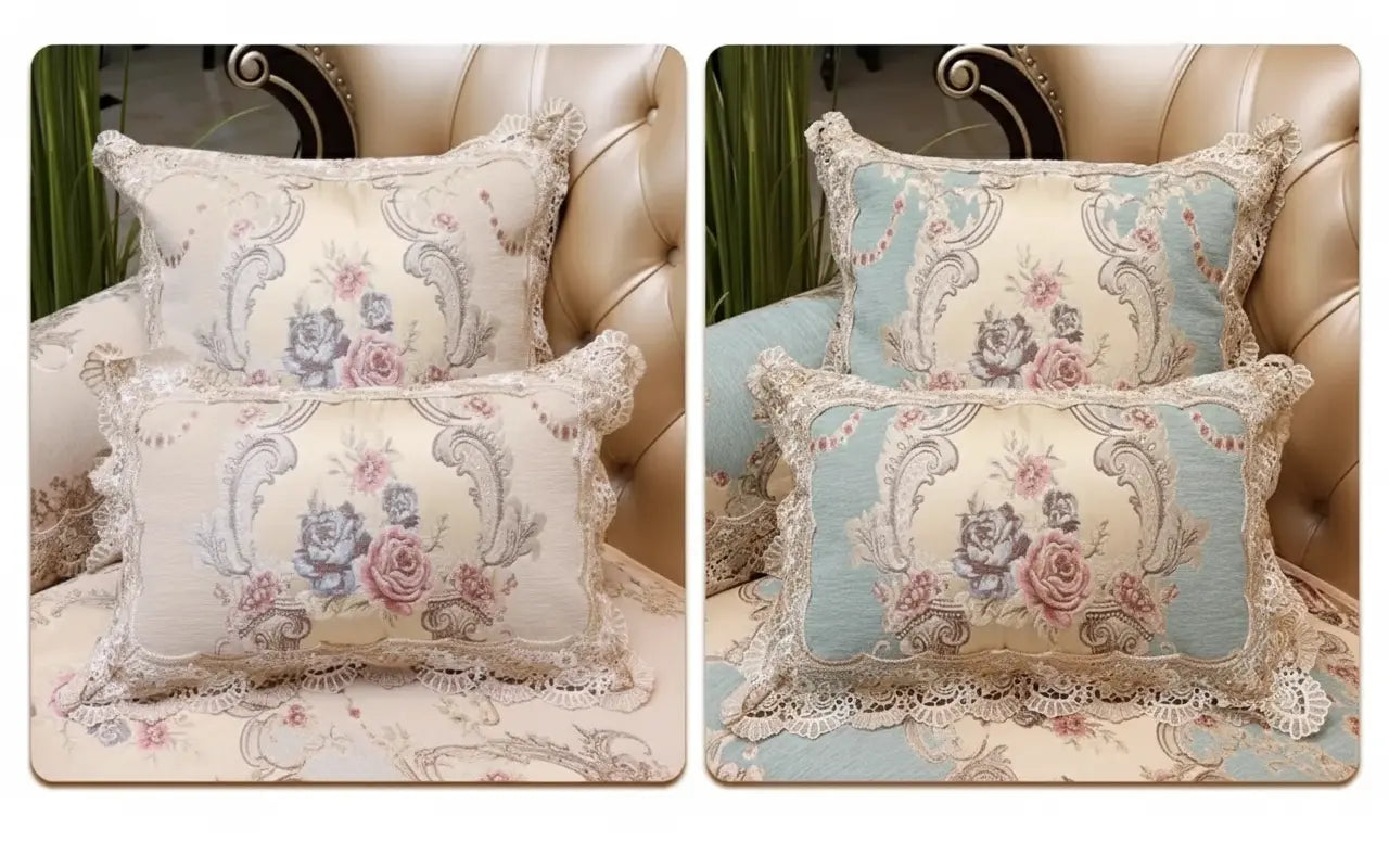 Romantische Spitzenkissenhülle aus Polyester, floral, beige 50x50cm